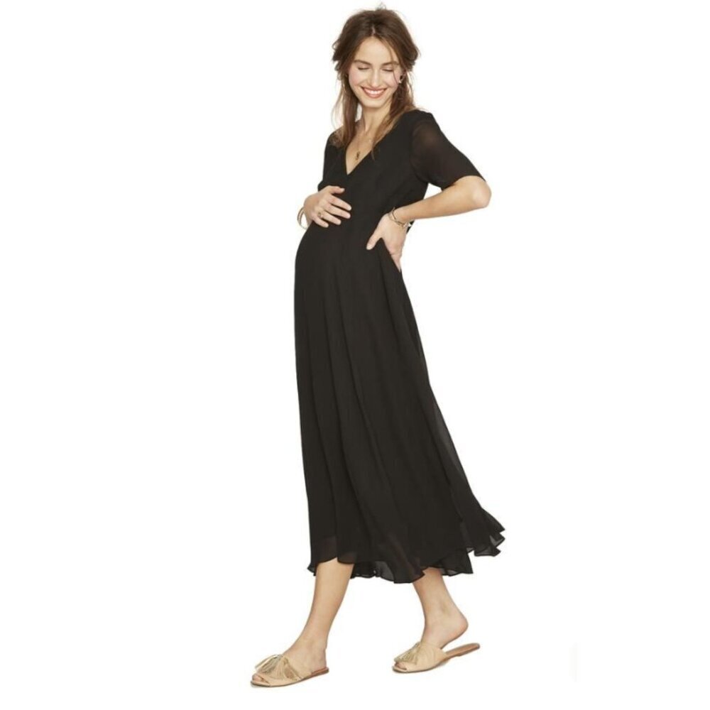 Hatch Black V-Neck Midi Dress Size 1 - 47973